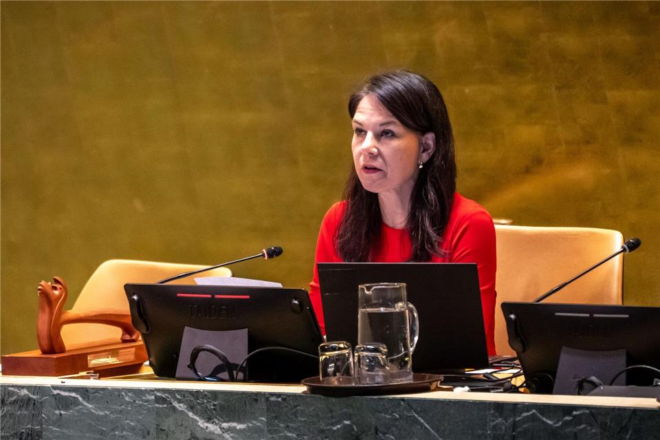 Noch bis September im Amt als Präsidentin der UN-Generalversammlung: Annalena Baerbock.Michael Kappeler/dpa