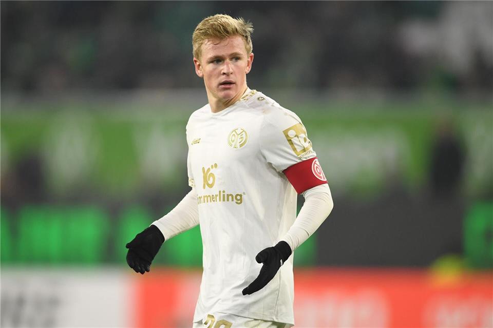 Ob Jonathan Burkardt für den FSV Mainz 05 in Leverkusen spielen kann, ist fraglich.Swen Pförtner/dpa