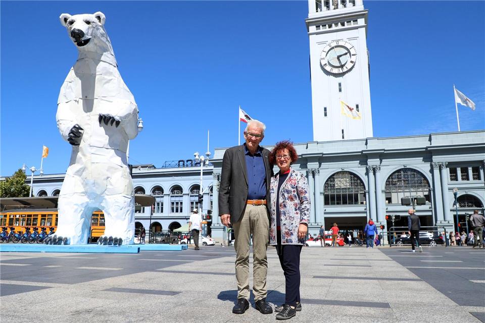 Oft begleitete Kretschmann auf Reisen auch seine Frau Gerlinde - wie hier in San Francisco 2018. Jana Höffner/Staatsministerium Baden-Württemberg/dpa
