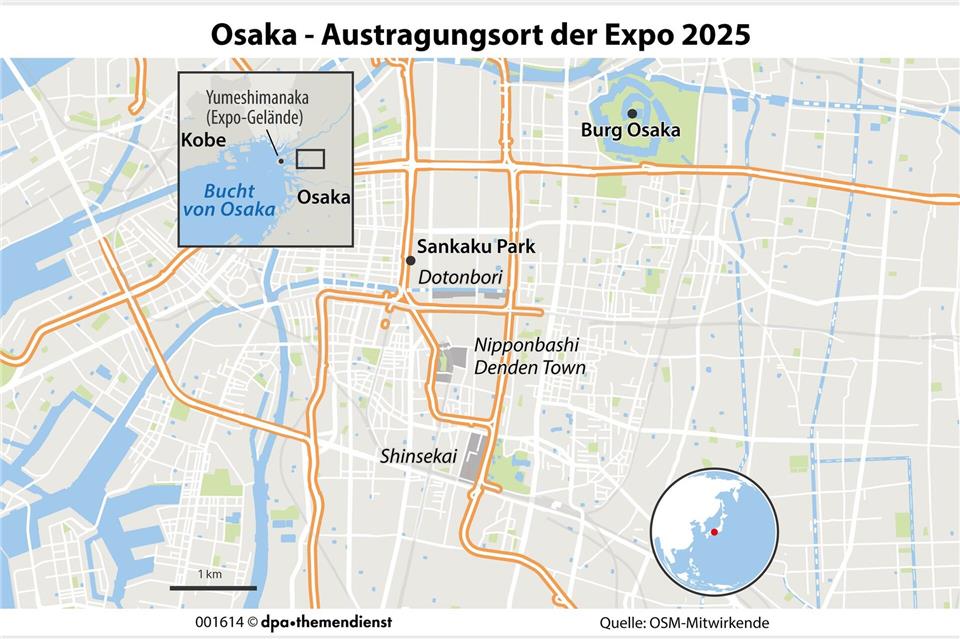Osaka ist eine rastlose Stadt, die aber auch Ruhepole für zwischendurch bietet. dpa-infografik GmbH/dpa-tmn