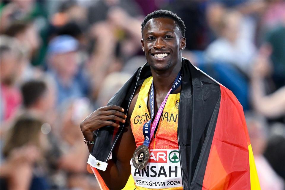Owen Ansah konnte trotz der drohenden Sperre nach Bronze bei der EM lächeln.Sven Hoppe/dpa