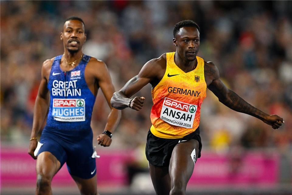 Owen Ansah (r) sprintete zu Gold über 200 Meter.Sven Hoppe/dpa