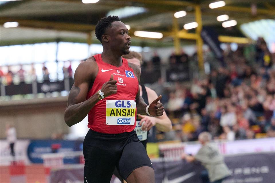Owen Ansah sprintete zum Hallen-Titel über 60 Meter.Bernd Thissen/dpa