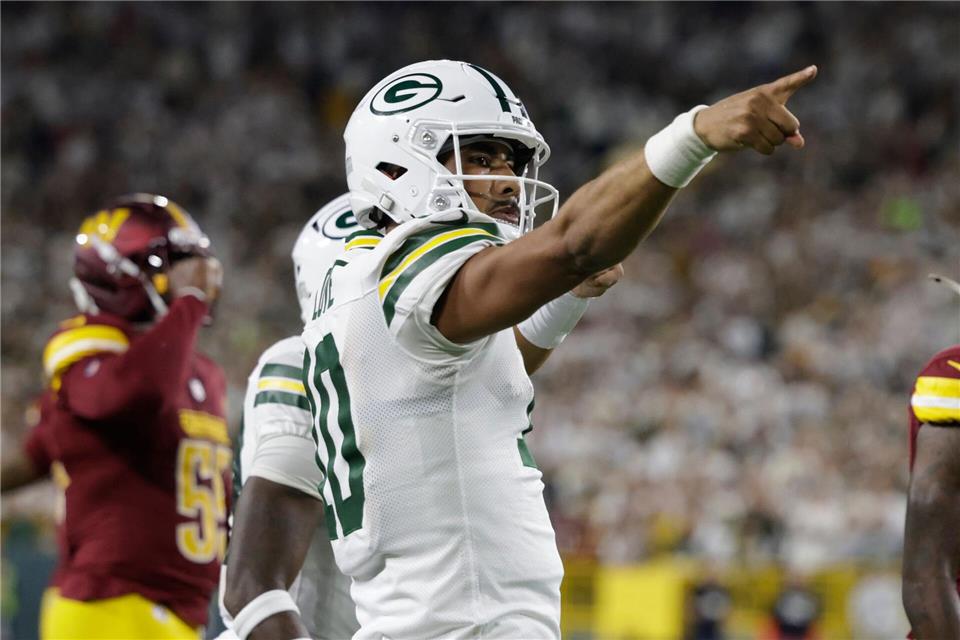 Packers-Quarterback Jordan Love darf jubeln.Matt Ludtke/AP/dpa
