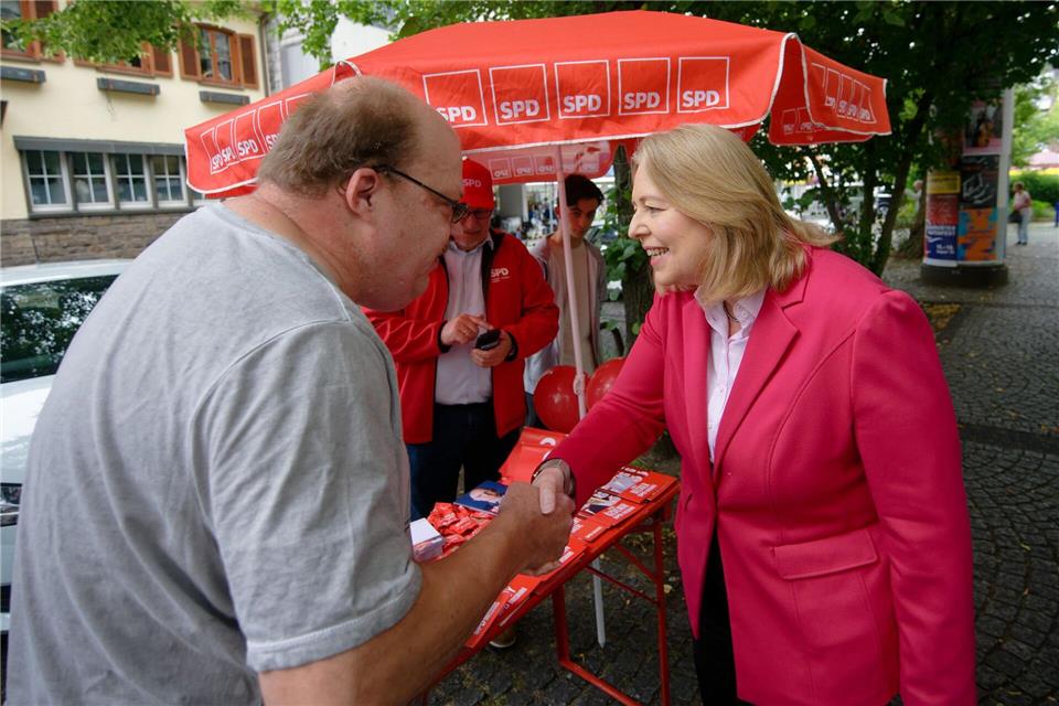 Parteichefin Bas ist in diesen Tagen überall in NRW unterwegs. Henning Kaiser/dpa