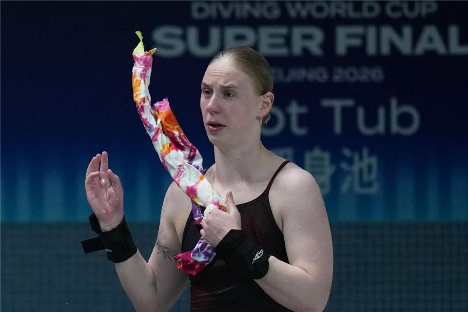 Pauline Pfeif gewann im Synchronspringen vom Turm mit Elena Wassen EM-Silber. (Archivbild)Ng Han Guan/AP/dpa