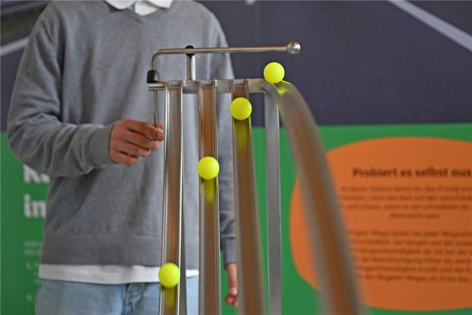 Physik-Experiment: Welcher Ball rollt am schnellsten über die Bahn?Leonie Asendorpf/dpa