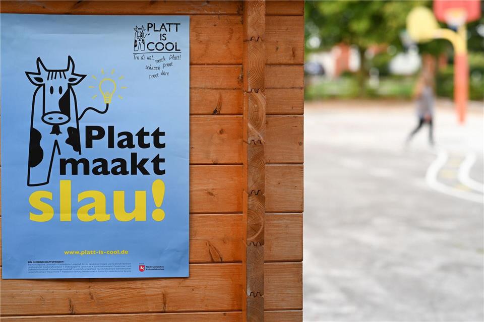 „Plattdeutsch macht schlau“ steht übersetzt auf diesem Plakat. (Archivbild)Lars Penning/dpa