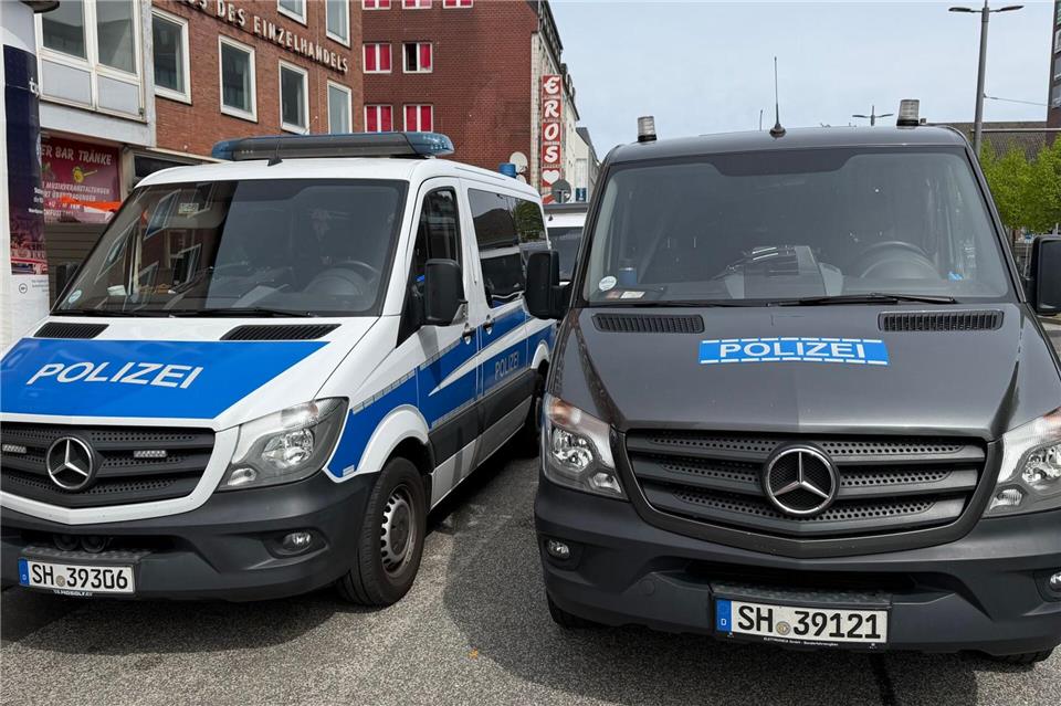 Polizeiwagen stehen an der Straße.André Klohn/dpa
