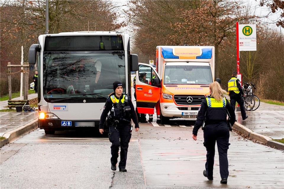 Polizisten laufen im Februar 2024 die Unfallstelle ab. (Archivbild)Daniel Bockwoldt/dpa