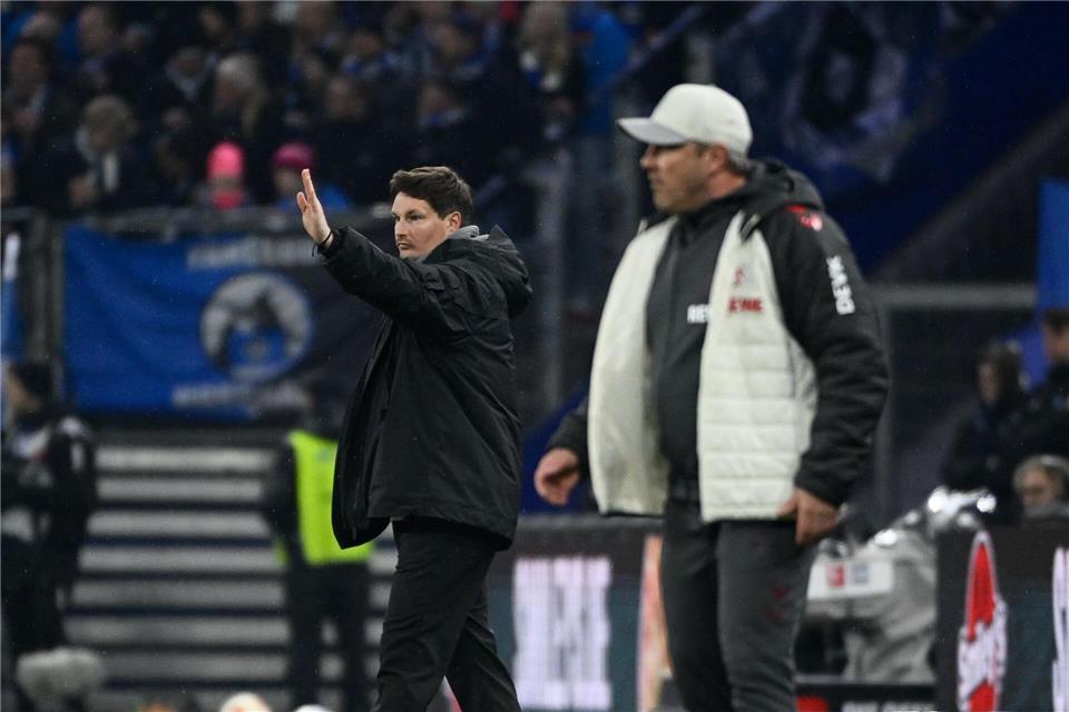 Polzin (Hamburger SV, l-r) und Kwasniok (1. FC Köln) sind beide noch relativ neu in der Bundesliga.Gregor Fischer/dpa
