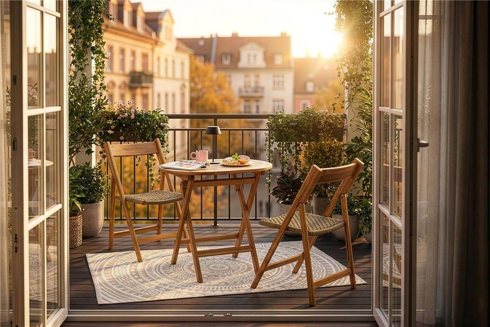 Praktisch für Balkone mit wenigen Quadratmetern sind klappbare Stühle und Tische.Butlers/dpa-tmn