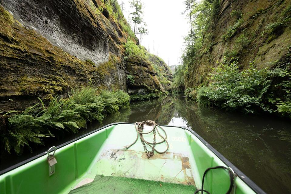 Pro Tag dürfen vorerst nur 50 Personen ausschließlich im Rahmen einer Führung die Klamm betreten.Sebastian Kahnert/dpa