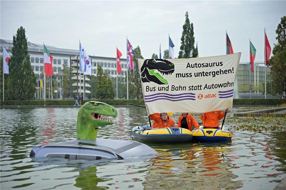 Protest vor der IAA-Eröffnung in München.Malin Wunderlich/dpa