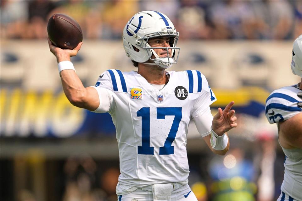 Quarterback Daniel Jones führte die Indianapolis Colts zum sechsten Saisonsieg.Carrie Giordano/AP/dpa