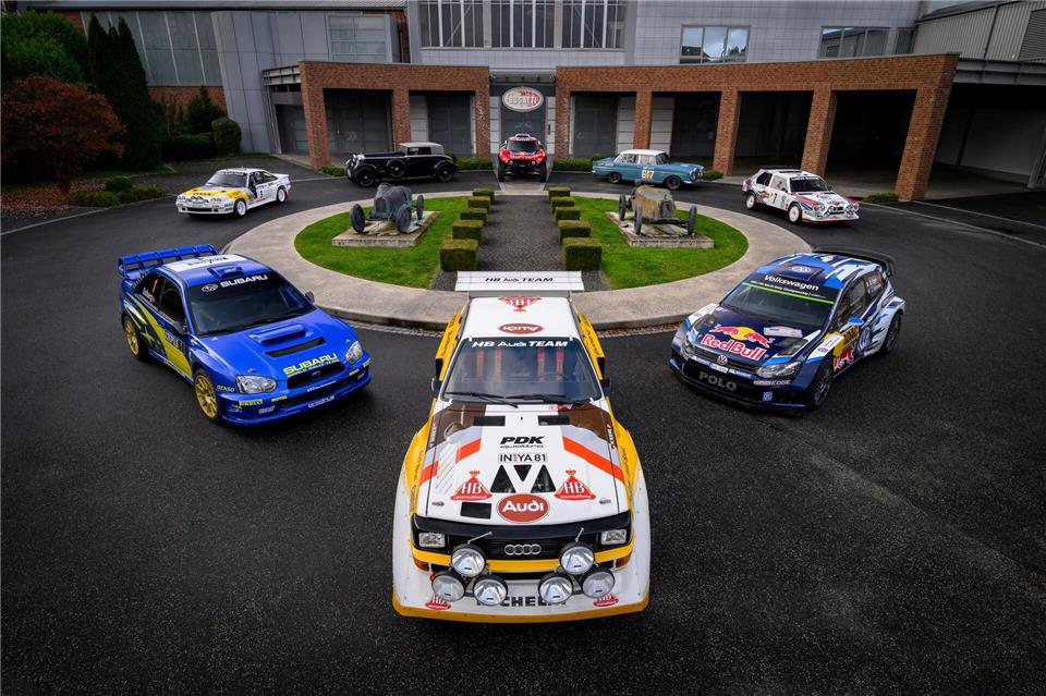 Rallye-Legenden: Für eine Sonderausstellung im Nationalen Automuseum sind sie angetreten, um die Besucher zu verzücken-  allen voran der Audi Sport quattro S1 der Gruppe B (vorn).Dominic Fraser/Nationales Automuseum/The Loh Collection/dpa-tmn