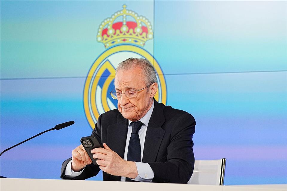Reals Präsident Florentino Pérez kritisiert Medien und Rivalen.Bernat Armangue/AP/dpa