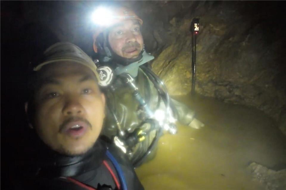 Retter hatten die fünf Männer am Mittwoch in der Höhle entdeckt.Uncredited/Benz Norrased Palasing Seascout Diving/AP/dpa