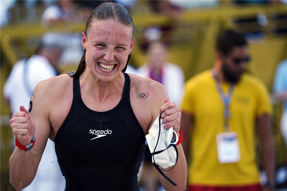 Riesenjubel nach Gold bei Isabel Gose. Gian Mattia D’alberto/LaPresse via ZUMA Press/dpa