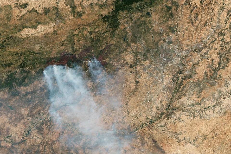 Riesige Naturflächen sind von den Bränden in Spanien betroffen.Handout / Berlin/ESA/dpa