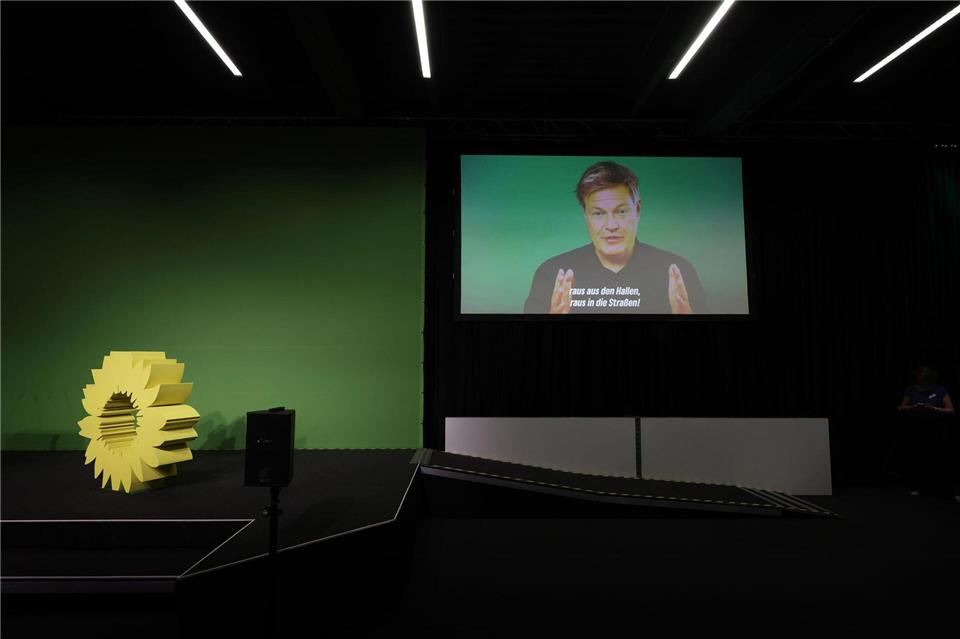 Robert Habeck übermittelte eine Videobotschaft.Karl-Josef Hildenbrand/dpa