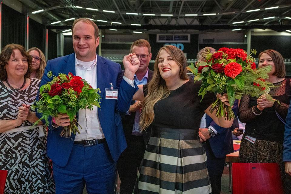 Ronja Endres und Sebastian Roloff führen fortan die Bayern-SPD.Armin Weigel/dpa
