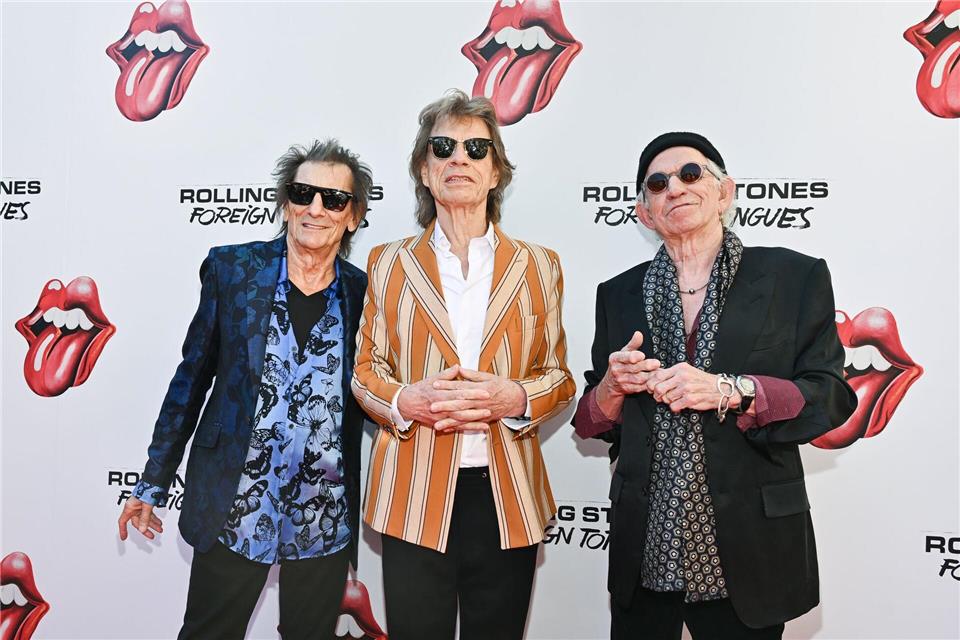Ronnie Wood (l-r) Mick Jagger und Keith Richards kommen zur Vorstellung des Rolling Stones-Albums.Evan Agostini/Invision/AP/dpa