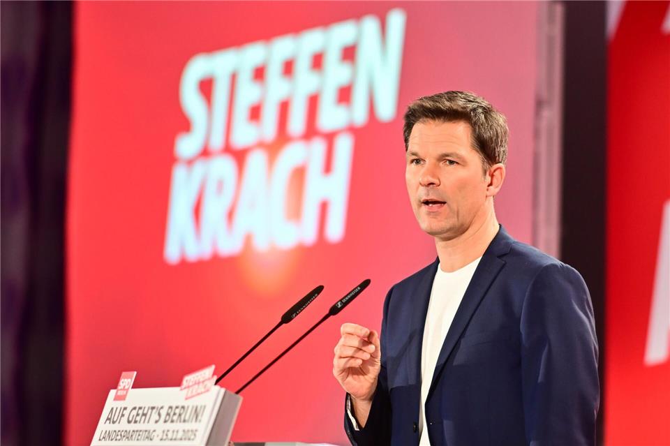 SPD-Spitzenkandidat Steffen Krach fordert einen Landessicherheitsrat. (Archiv)Sebastian Christoph Gollnow/dpa