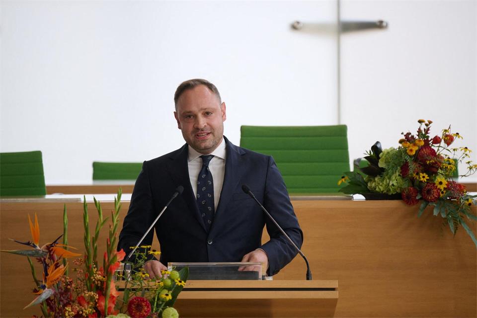 Sachsen Landtagspräsident Alexander Dierks wünscht sich mehr Zusammenhalt.Katharina Kausche/dpa