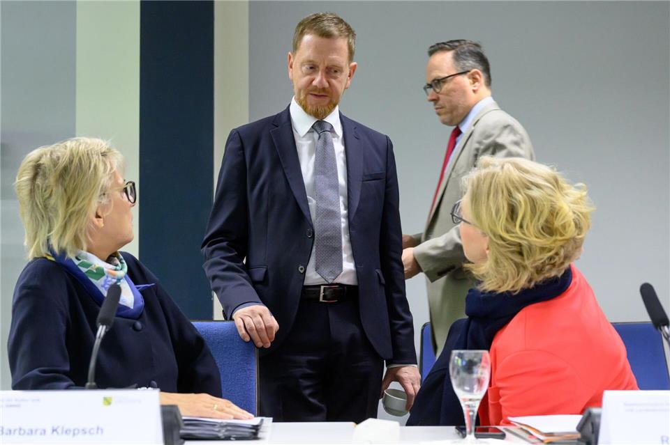 Sachsens Landesregierung trifft sich zur auswärtigen Kabinettssitzung in Lichtenstein (Landkreis Zwickau).Hendrik Schmidt/dpa