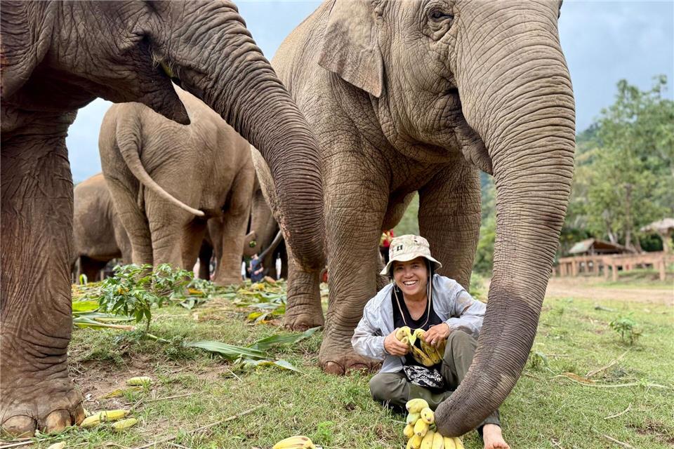 Saengduean „Lek“ Chailert verbringt täglich viel Zeit mit ihren Elefanten. Carola Frentzen/dpa