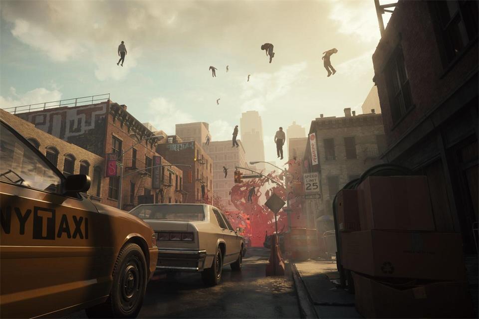 Salvador Dalí lässt grüßen: In „Control Resonant“ ist alles so verquer, dass auch mal Menschen am Himmel hängen.Remedy Entertainment/dpa-tmn