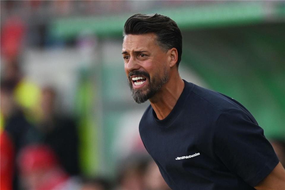 Sandro Wagner im DFB-Pokal seines FC Augsburg beim Halleschen FC.Hendrik Schmidt/dpa