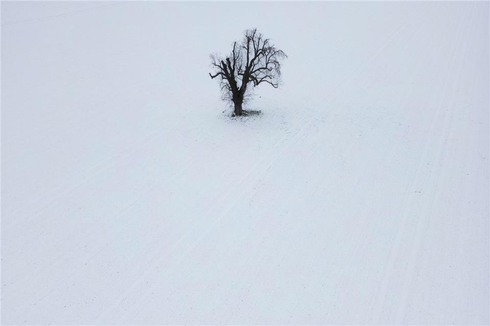 Schneefälle, Schneeregen und kräftiger Wind sagt der Deutsche Wetterdienst für Hessen voraus.Boris Roessler/dpa