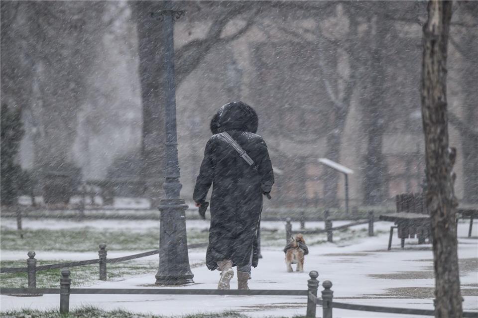 Schneefall und Glätte erhöhen die Unfallgefahr in Parks und Schlossanlagen in Sachsen.Robert Michael/dpa