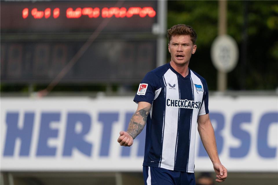 Sebastian Grönning ist jetzt erste Wahl im Hertha-Sturm. Soeren Stache/dpa