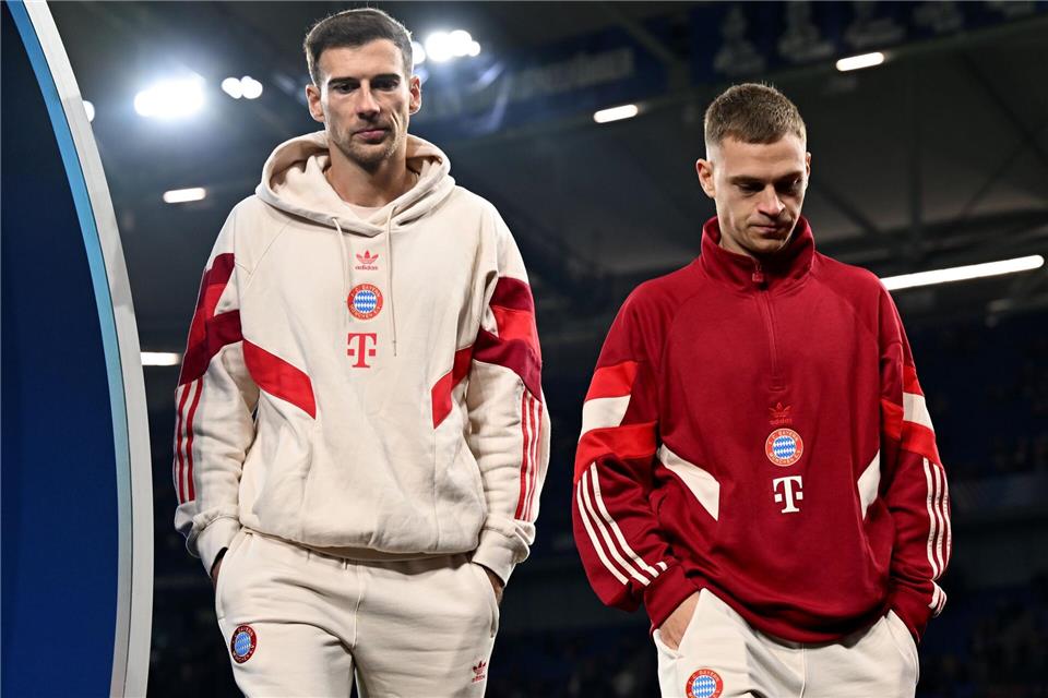 Kompanys Bayern-Fixpunkt: Kimmichs 300. Spiel mit Rekord Seit Jahren vereint: Leon Goretzka (l) und Joshua Kimmich stehen gegen Bremen jeweils vor dem 300. Bundesligaspiel.David Inderlied/dpa