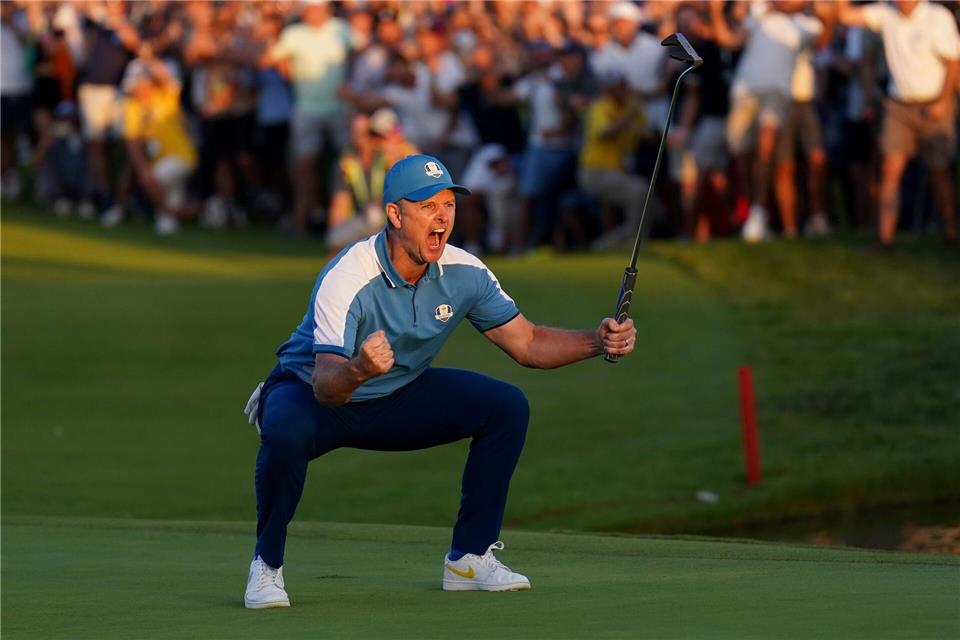Selten gehen Golfer so aus sich heraus wie bei Erfolgen im Ryder Cup - so wie hier Justin Rose in Rom. (Archiv-Foto)Zac Goodwin/PA Wire/dpa