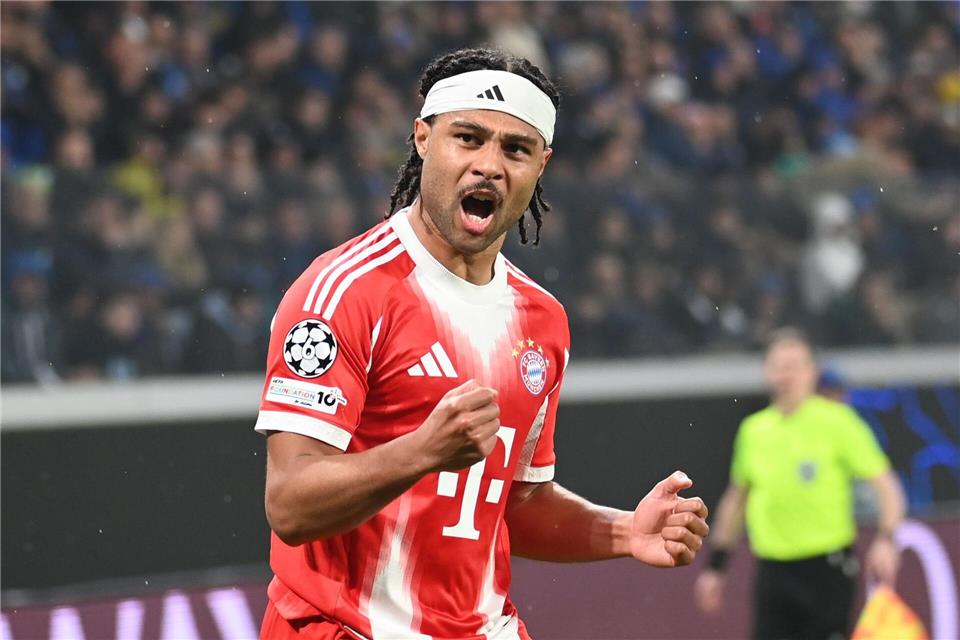 Serge Gnabry beim Torjübel nach seinem 3:0.Gianluca Ricci/LiveMedia-IPA/ZUMA Press Wire/dpa