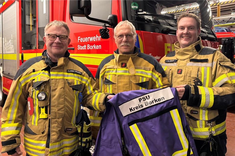 Sie leiten das Team für „Psychosoziale Unterstützung“ bei der Borkener Feuerwehr und sind auch kreisweit vernetzt (von links): Florenz Mäsing, Michael Köjer und Hendrik Spöler.