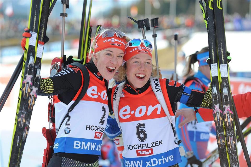 Sie verband eine enge Freundschaft: Maren Hammerschmidt (l) und Laura Dahlmeier. (Archivbild)picture alliance / dpa