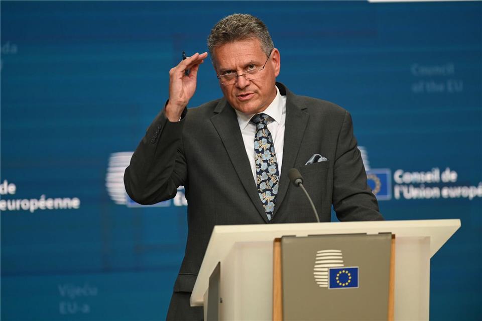 Sieht in Sachen Nexperia-Chips ermutigende Fortschritte: EU-Handelskommissar Maros Sefcovic. (Archivbild)Ansgaar Haase/dpa