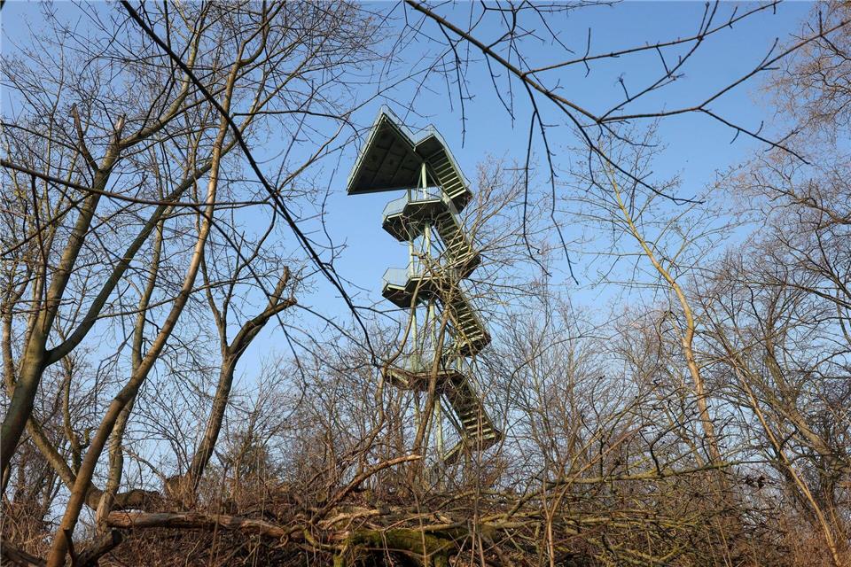 Sieht, nun ja, wacklig aus: Der Aussichtsturm im Leipziger Rosental-Park trägt seinen Spitznamen nicht ohne Grund.picture alliance/dpa