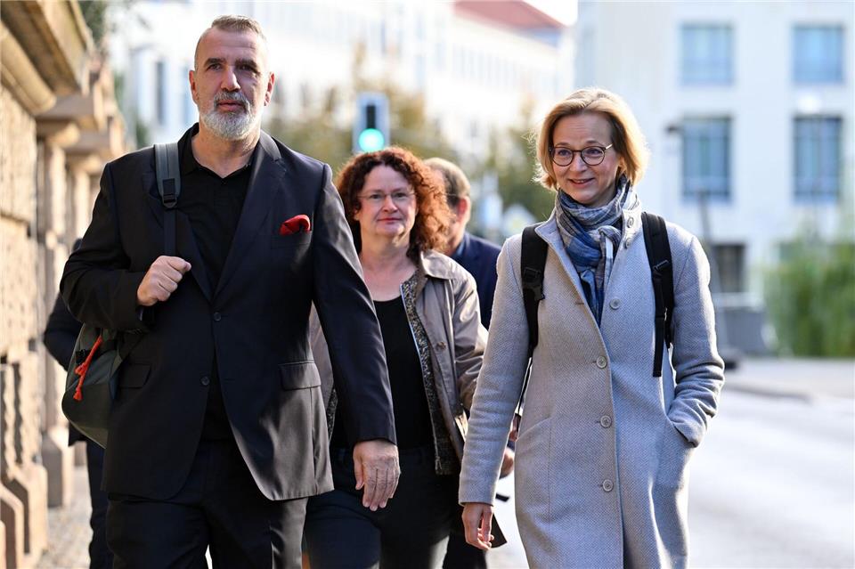 Sigrid Hupach (Mitte) gilt als mögliche Kandidatin für den Vorsitz der BSW-Fraktion. (Archivbild)Martin Schutt/dpa