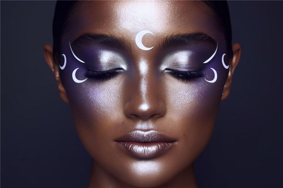 Silber- und Blautöne sowie feine Sternen- und Mondmotive verleihen dem Look eine mystische Ausstrahlung.Lukas Wythe/dpa-tmn