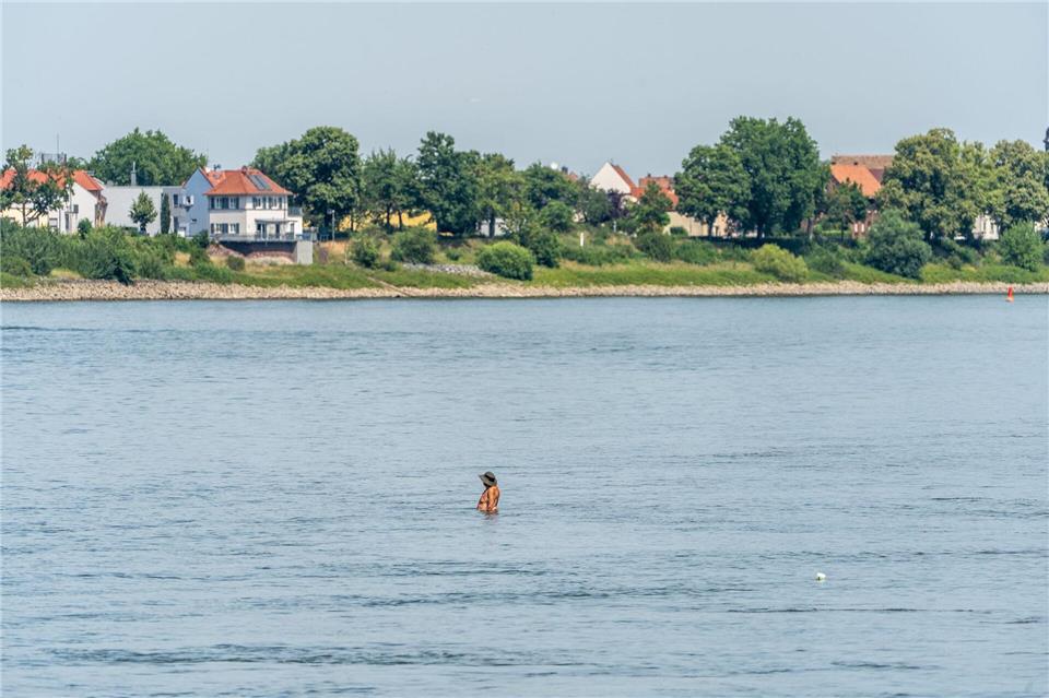 So sieht der Rhein bei Biblis aus. Hier nicht nur auf dem Flussgrund zu stehen, sondern in die Strommitte zu schwimmen kann lebensgefährlich sein.Andreas Arnold/dpa