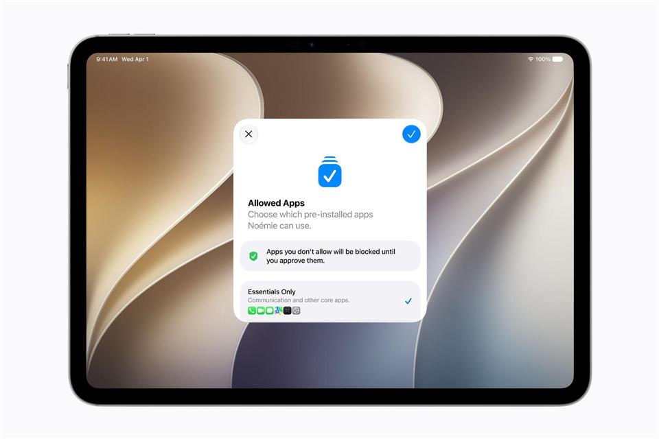 Sobald ein Kinderaccount eingerichtet worden ist, können Eltern nun festlegen, welche System-Apps ihre Kinder von Anfang nutzen dürfen.Apple Inc./dpa-tmn