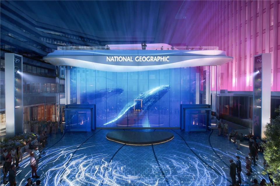 Soll auch abends ein Hingucker sein: Rendering einer Lichtshow am neuen Museum of Exploration.-/National Geographic Society/dpa-tmn