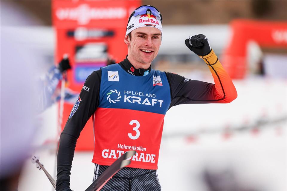 Stark im Zielsprint: Kombinierer Vinzenz GeigerChristoffer Andersen/NTB/dpa