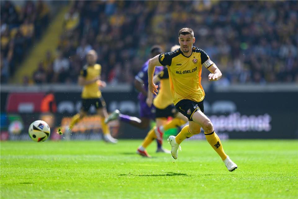 Startelf-Einsatz unwahrscheinlich: Dynamos Stefan Kutschke beendet seine Karriere. (Archivbild).Robert Michael/dpa